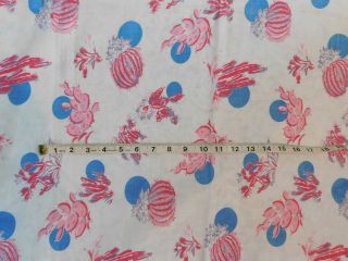 VINTAGE 1940 ' S CACTUS PRINT FEEDSACK COTTON TABLECLOTH 38 BY 38 INCHES 4