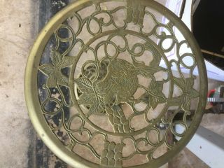 Vintage Antique Brass Lamp Table With Scroll Work