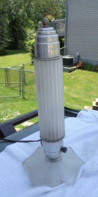 Art Deco Lamp Bullet Frosted Glass 13 " Tall Vintage