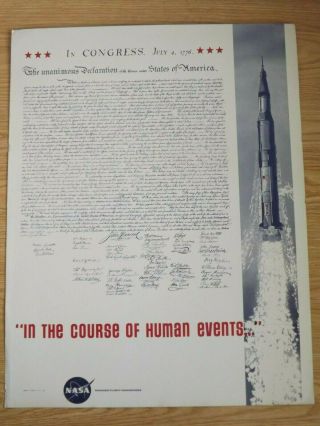 Very Rare U.  S.  Constitution From Nasa With Saturn V 17 X 22 "