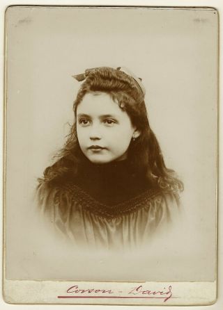 Extra Large Cabinet Card Portrait Of An Adorable Little Girl In Rueil,  France