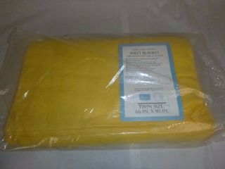 Nos Vtg Sears Twin Poly Cotton Blend Sheet Blanket Sunflower Yellow 66x90 "