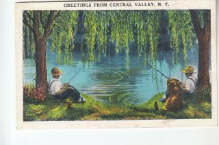 Boys Fishing Greetings From Central Valley Ny 38973