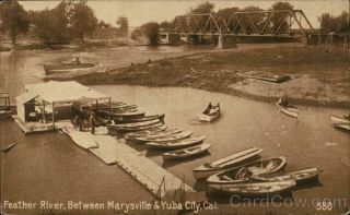 1912 Feather River between Marysville & Yuba City California Postcard 1c stamp 2