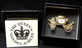 2002 The Queen’s Golden Jubilee Commemorative State Coach Clock W/box & - Rare