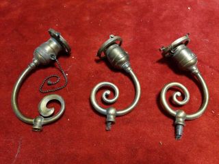 Vintage Bryant Brass Swirl Lamp Socket Parts Glass Shade Holders Ge Pull String