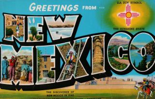 Large Letter Greetings From Mexico Vintage Postcard