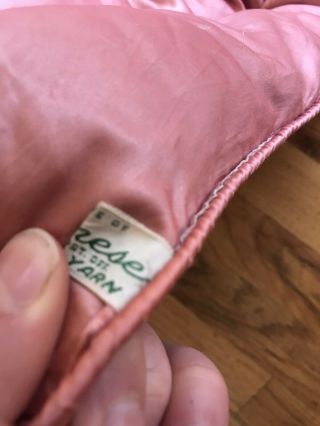 Vintage Celanese Rayon Yarn Silky Pink Down Bedspread Twin Sz Blanket 75x63 4