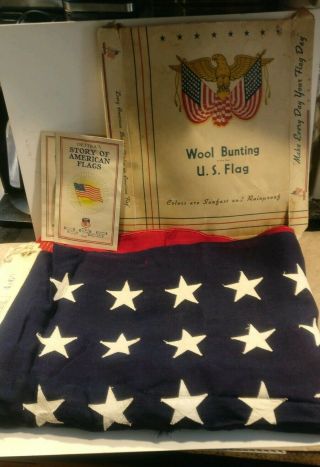 Ww2 Vintage 4x6 Us 48 Star American Flag W/box Dettra Bulldog Rare