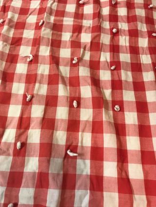 Vintage Red & White Checkered Check Picnic Blanket Quilt Hand Made AS - IS 40 x 68 2