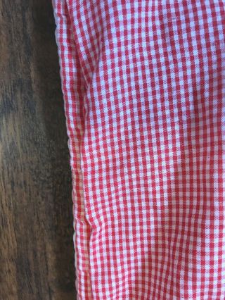 Vintage Red & White Checkered Check Picnic Blanket Quilt Hand Made AS - IS 40 x 68 4