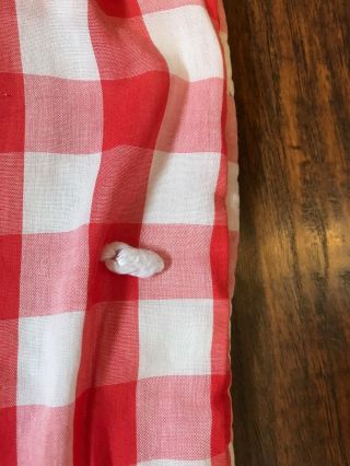 Vintage Red & White Checkered Check Picnic Blanket Quilt Hand Made AS - IS 40 x 68 5