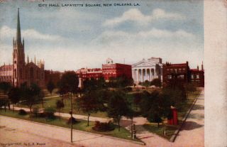 Udb City Hall,  Lafayette Square,  Orleans,  La Vintage Postcard