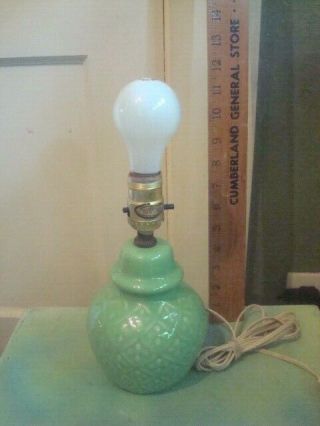 Vintage Art Pottery Green Glazed Lamp