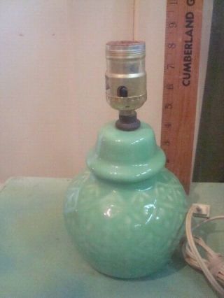 Vintage Art Pottery Green Glazed Lamp 3