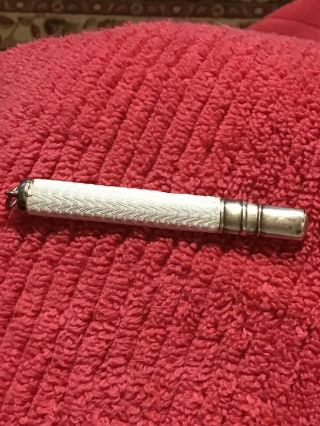 Vintage Sterling Carpenter’s Pencil With Guilloche Case Chatelaine Fob