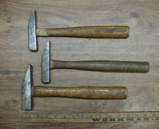 Old Tools,  3 Antique Pexto Cross Peen Tinners Hammers,  W/good Steel & Handles