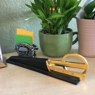 Vintage Hoffritz Germany Desk Set Scissors & Letter Opener In Holder Case
