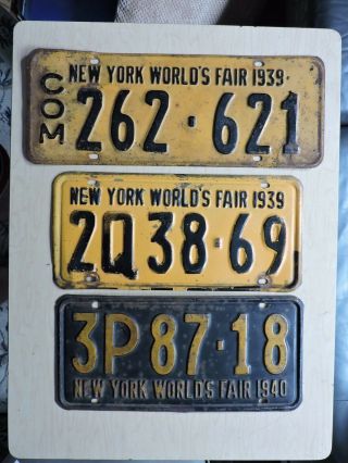 Lotx3 York Worlds Fair 1939 License Plates See Photos L@@k