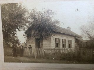 Old 1890’s Mounted Photo Of An Old Home In Braunfels Texas W/ 3 Men