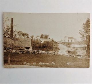 Antique Real Photo Postcard Town Street View Of Morrill Maine Village Rppc