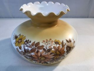 Antique Vintage Aladdin Gold & White Glass Lamp Shade W Flowers 10”
