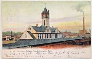 Southern Railway Depot Knoxville - Antique Railroad Post Card 1906