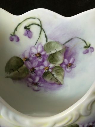 Vintage Signed Porcelain Hand Painted Floral Letter Holder 5