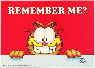 " Remember Me? " Garfield The Cat Artist Signed Jim Davis Comic Modern Postcard
