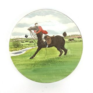 Cauldon England Hand - Painted Plate Fox Hunt Horse Rider Funny