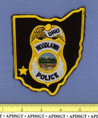 Woodlawn (old Vintage) Ohio Sheriff Police Patch State Shape Cheesecloth Mylar