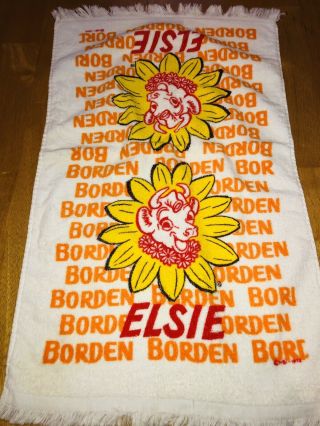 Vintage Borden Elsie The Cow Kitchen Hand Dish Towel 25x15