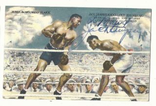 Rare Jack Dempsey Restaurant Twice Two Autographed Hand Signed 1954 Postcard