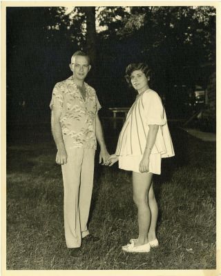 Vintage 8x10 Photo Loving Couple Expecting 1st Baby Pregnant Woman Kansas 1953