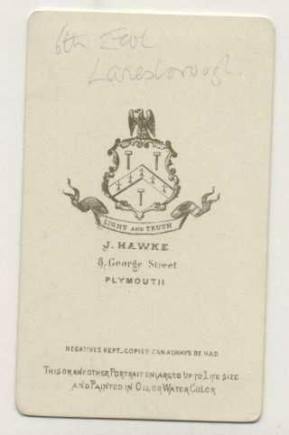 CDV c1870 Captain John Danvers Butler 6th Earl of Lanesborough (1839 - 1905) 2
