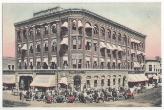 1909 Phoenix,  Arizona Dentist & National Bank,  Old Autos,  Hand Colored Postcard