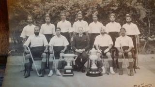 1935 Framed Photograph 47 Sikh Regimental Hockey Team Aurangabad India