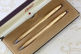 Cross Usa Classic Century 14k Gold Filled Ballpoint Pen Pencil Set