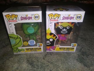 Funko Pop Scooby Doo Captain Cutler Gitd And The Witch Doctor In Protectors Htf