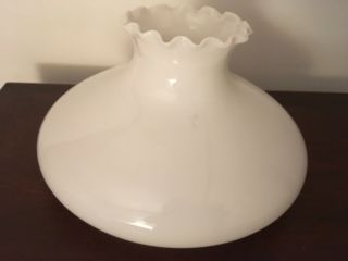 Vintage Milk Glass Lamp Shade With Ruffled Top 10” Fitter Height 7”