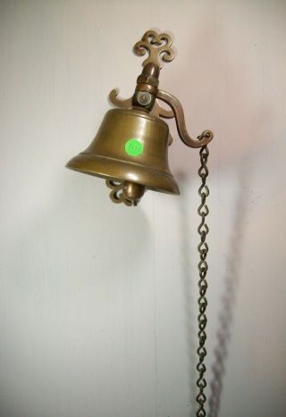 Antique Brass Bell With Pull Chain For Door Or School [8017]