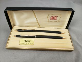 Cross Black And Gold Ballpoint Pen And Pencil Set 2501