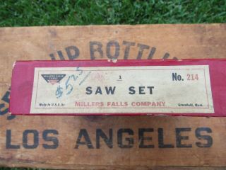 Vintage Millers Falls Adjustable Pistol Grip Saw Tooth Setter Set No.  214 8