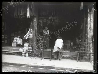 1900s Chinese Tricycle Maker & Store China Glass Negative Photo