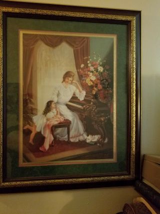 Home Interiors Mother May I Play Girl Woman Playing Piano Large Picture