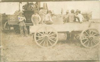 C1910 Farm Agriculture Steam Tractor Occupation Workers Rppc Photo Postcard 4450