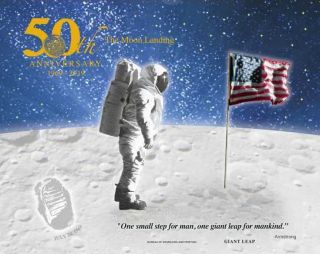 Us Apollo 11 50th Anniversary 2019 Engraved Print: Giant Leap 7/19 Release