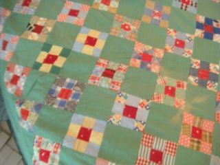 Vintage patchwork quilt top Green and multi 70 X78 cutter crafts 4