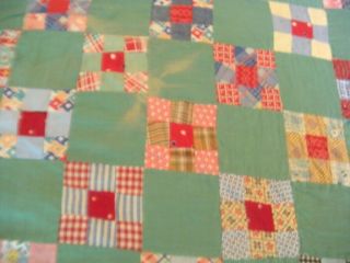 Vintage patchwork quilt top Green and multi 70 X78 cutter crafts 5