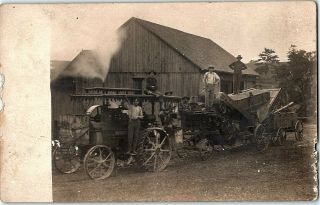 Rppc Pa Hughesville Huber Steam Traction Engine Farm 1907 Real Photo Postcard